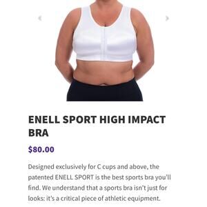 ENELL NL100 High-Impact Front Hook Wirefree Sports/running Bra Size 1 34dd